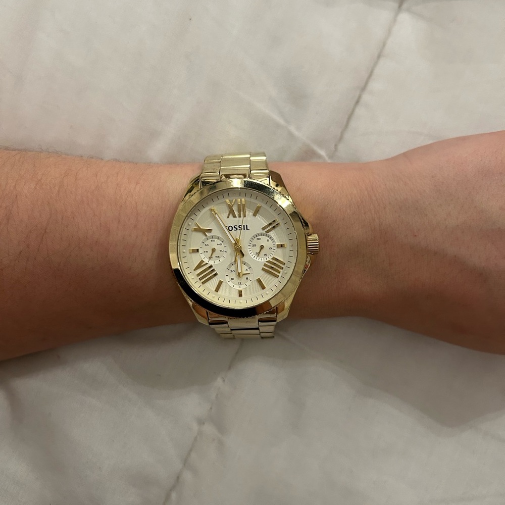 Fossil Gold-Tone Watch with White Dial